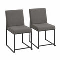 2er Set Esszimmerstühle Grau Polyester Metallrahmen