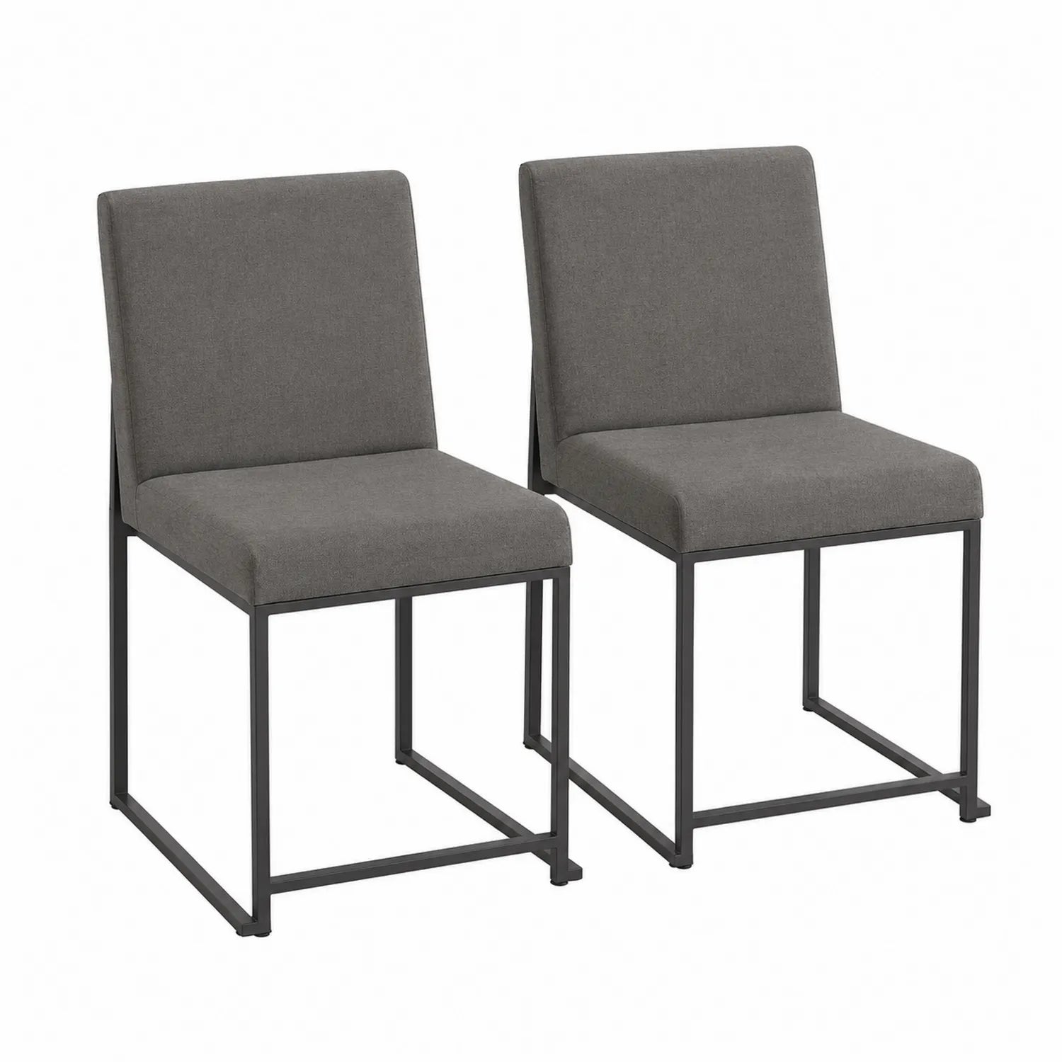 2er Set Esszimmerstühle Grau Polyester Metallrahmen