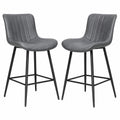 2er Set Barhocker Grau Kunstleder Metall