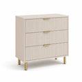 Kommode mit 3 Schubladen aus Holz und Metall in Beige
