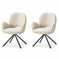 2er-Set Stühle mit Kunstleder und Metallbeinen, Beige