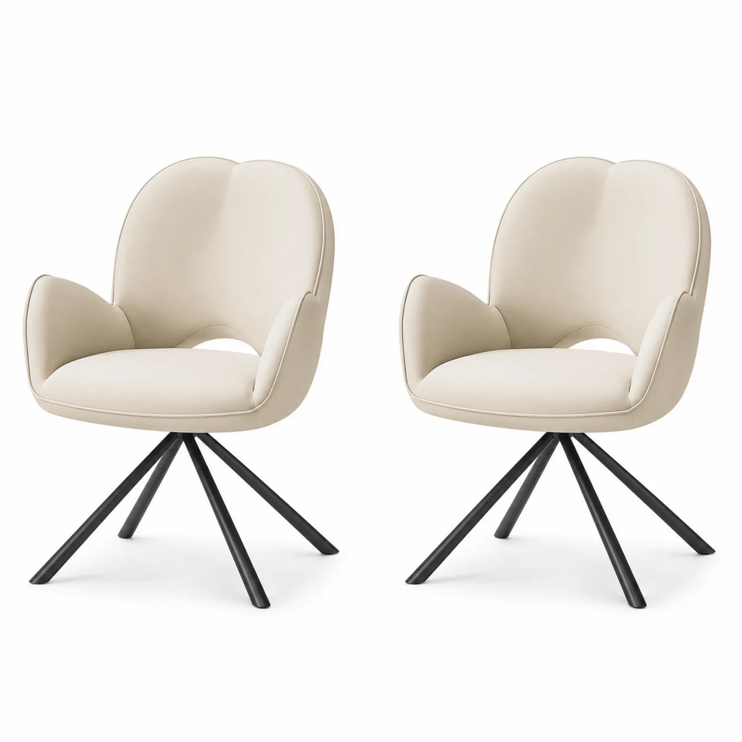 2er-Set Stühle mit Kunstleder und Metallbeinen, Beige