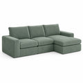 Grünes Ecksofa aus Cordstoff mit Ottomane 275x160x85 cm