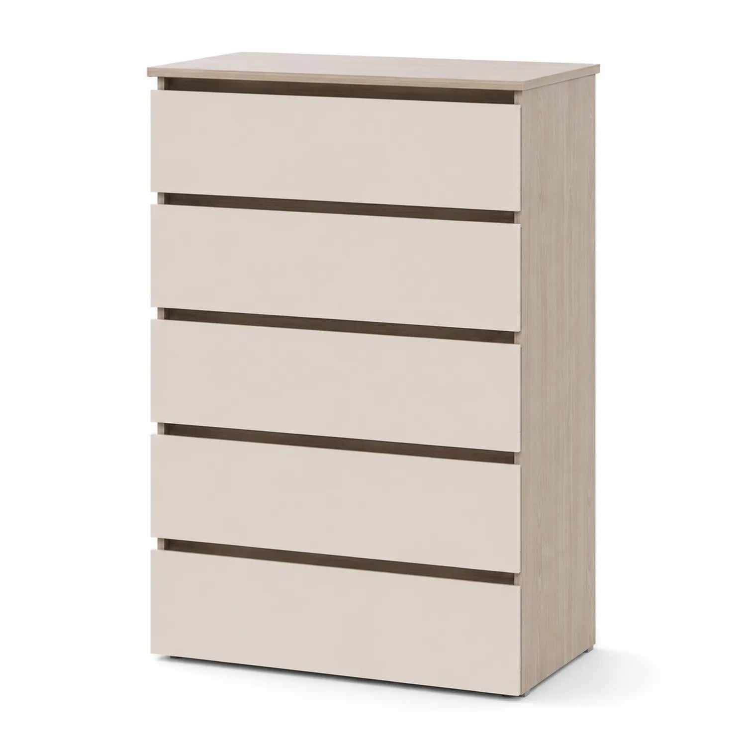 Kommode mit 5 Schubladen MDF und Sperrholz Beige