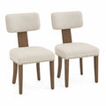 Stuhlset mit Holzbeinen und Leinenbezug Beige