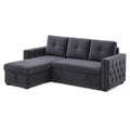 Ecksofa mit Schlaffunktion und Stauraum Dunkelgrau Stoff
