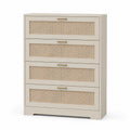 Kommode mit 5 Schubladen aus MDF und Naturgeflecht Beige