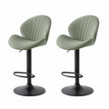 2er Set Barhocker Kunstleder Höhenverstellbar Grün/Schwarz
