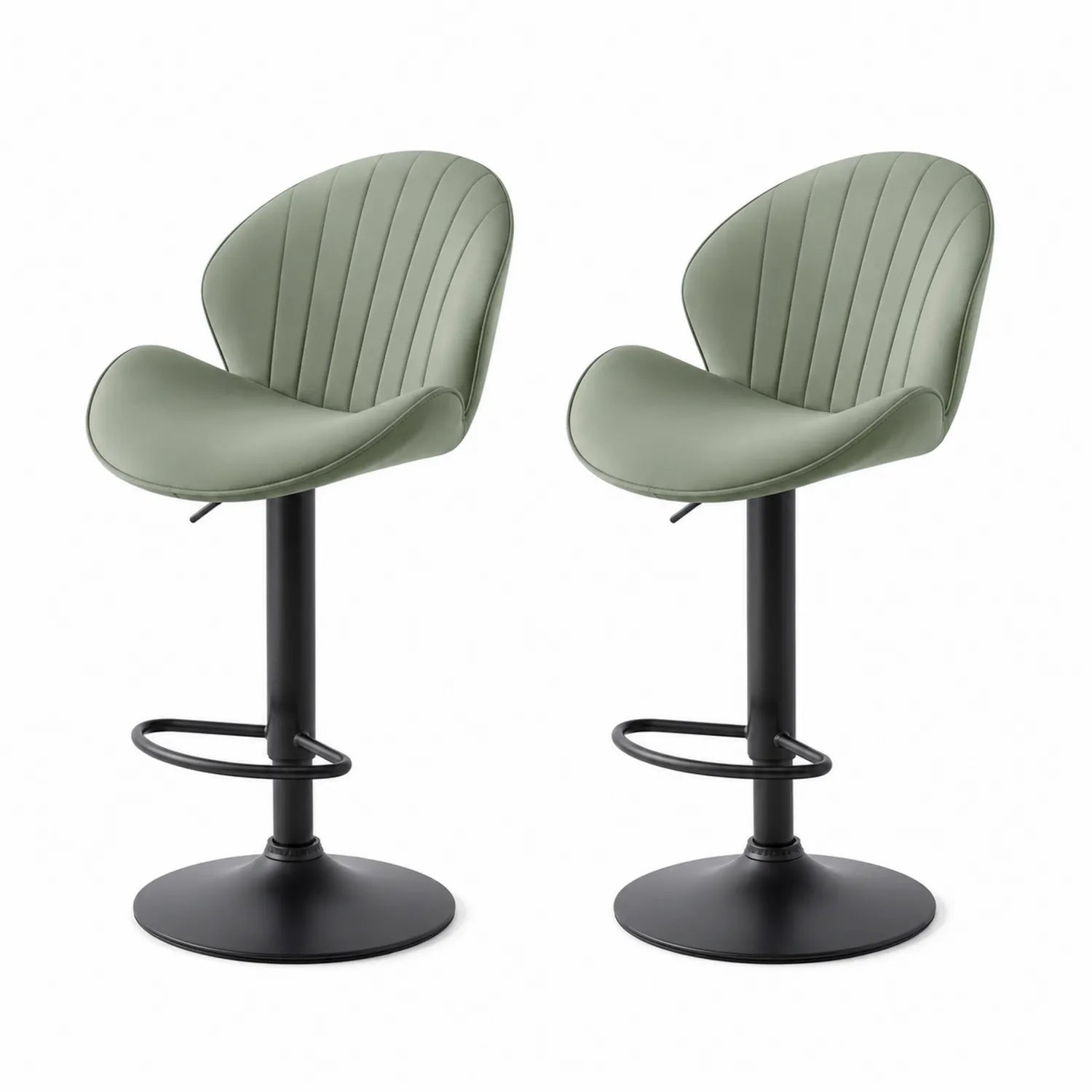2er Set Barhocker Kunstleder Höhenverstellbar Grün/Schwarz
