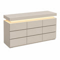 Kommode mit LED-Beleuchtung Beige 8 Schubladen MDF