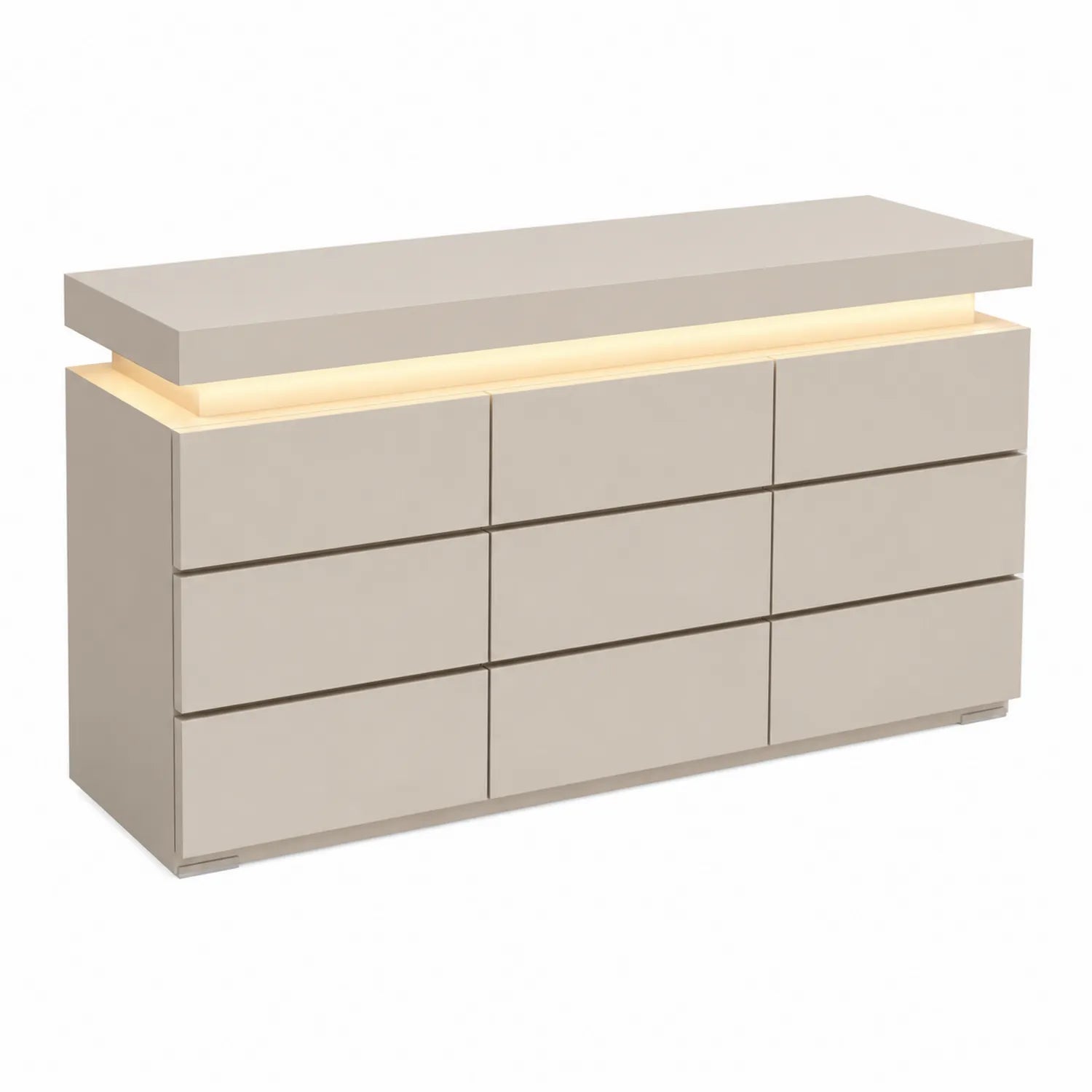 Kommode mit LED-Beleuchtung Beige 8 Schubladen MDF